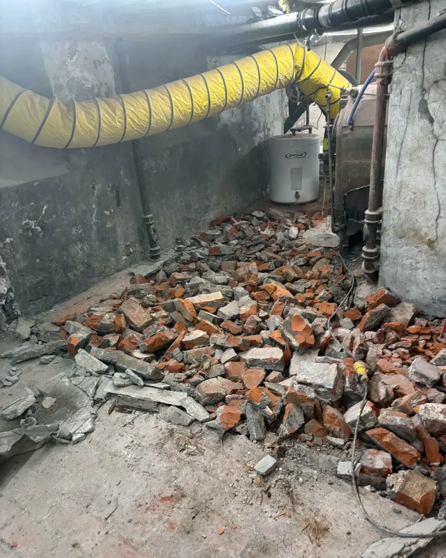 Kjeller i borettslag under  rehabilitering